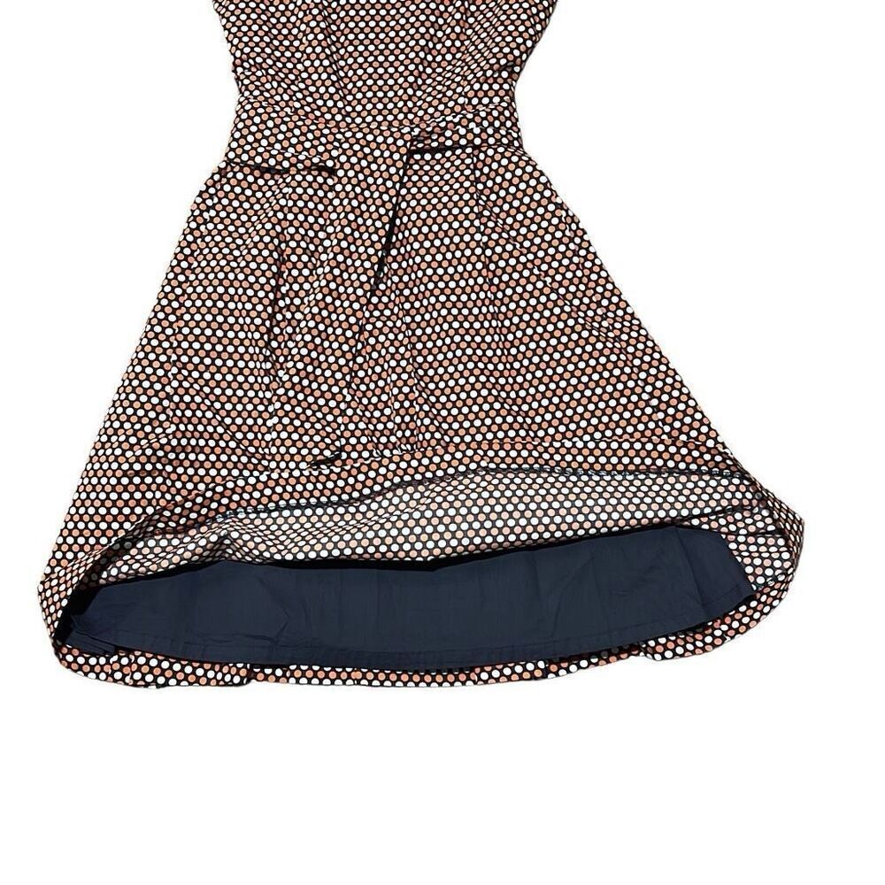 LL Bean Signature Polka Dot Cotton Fit Flare Dress Navy Orange White Size 2 - Picture 6 of 8